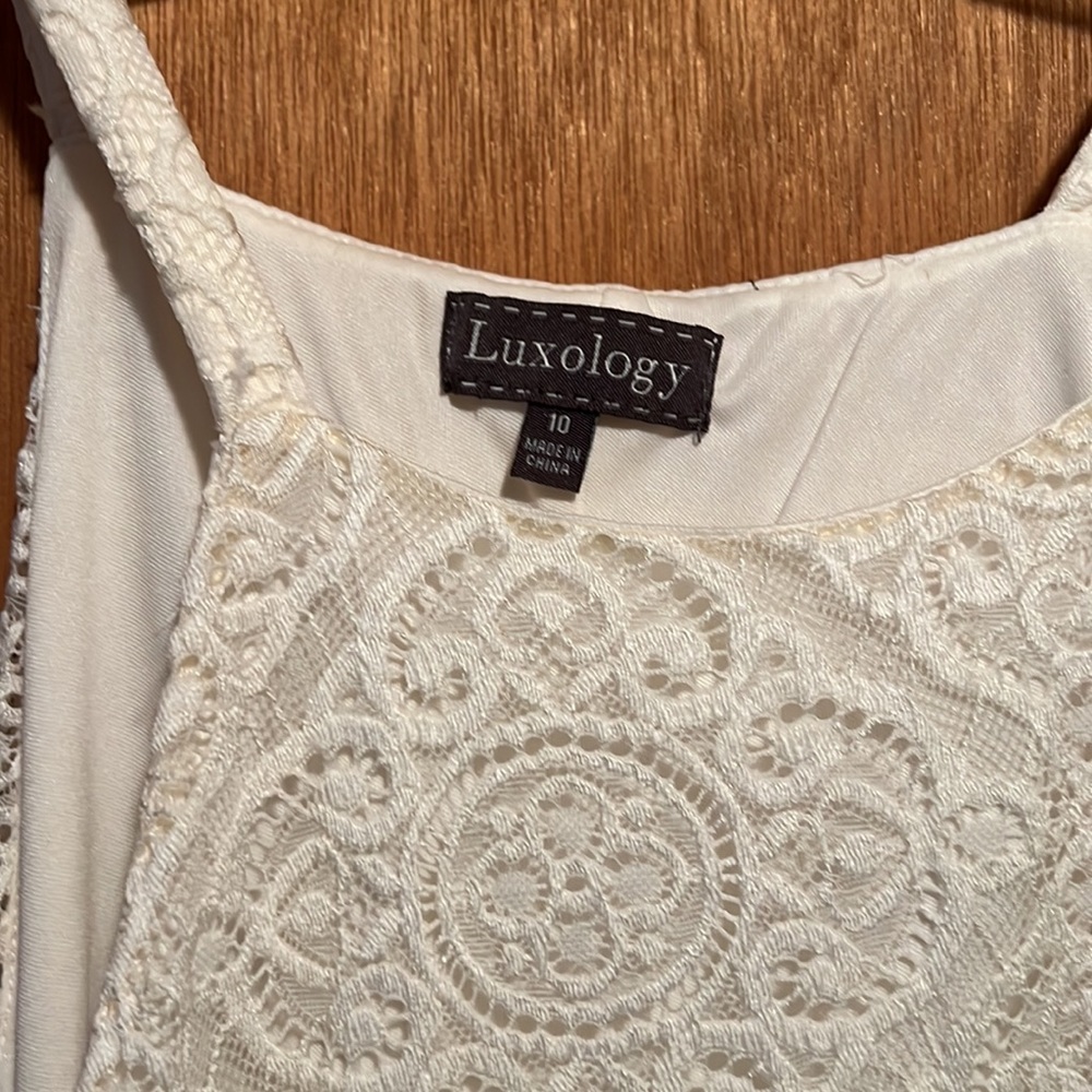 Luxology White Lace A-Line Sundress with Ruffle Hem - Picture 2 of 3